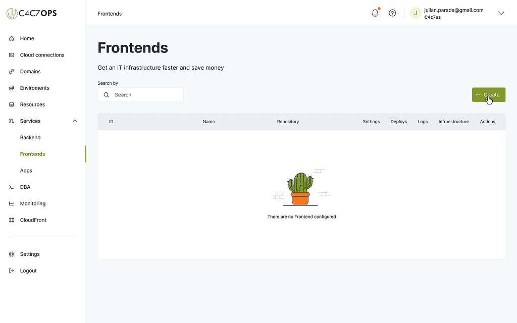 Despliega un repositorio frontend utilizando la consola de C4C7OPS - imagen 1
