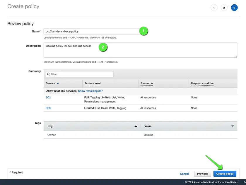 AWS Policies for C4C7OS Integration - imagen 7