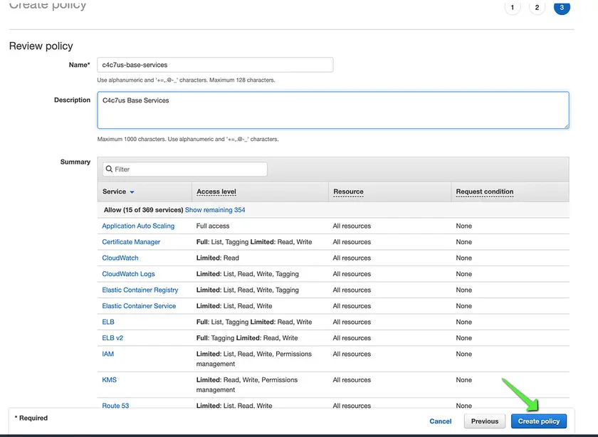 AWS Policies for C4C7OS Integration - imagen 9