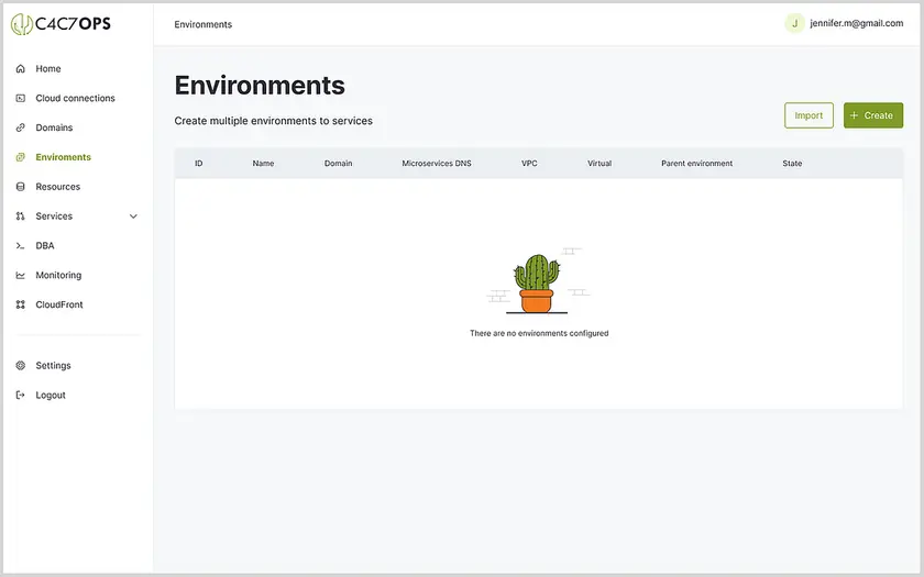 Crear un ambiente desde la consola de C4C7OPS - imagen 1