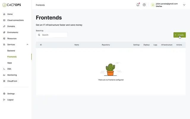 Despliega un repositorio frontend utilizando la consola de C4C7OPS - imagen 1