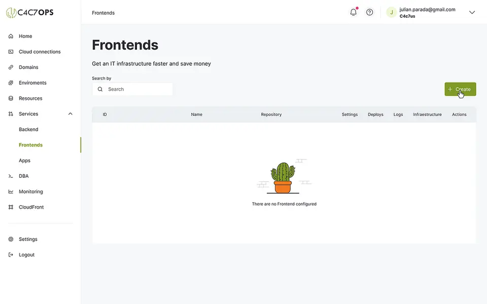 Despliega un repositorio frontend utilizando la consola de C4C7OPS - imagen 1