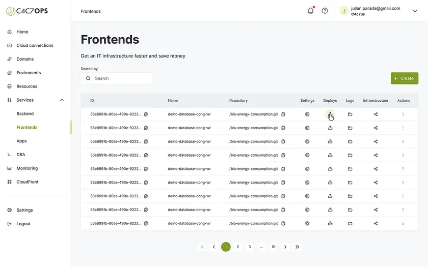 Despliega un repositorio frontend utilizando la consola de C4C7OPS - imagen 11