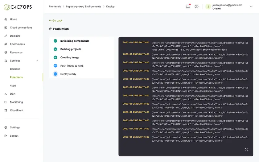 Despliega un repositorio frontend utilizando la consola de C4C7OPS - imagen 14