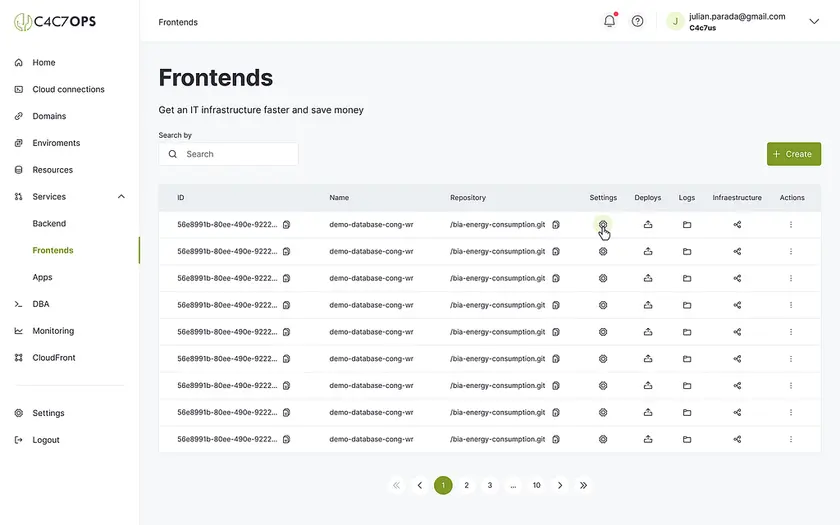 Despliega un repositorio frontend utilizando la consola de C4C7OPS - imagen 4