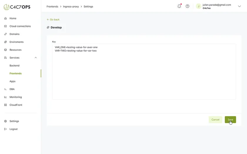 Despliega un repositorio frontend utilizando la consola de C4C7OPS - imagen 7
