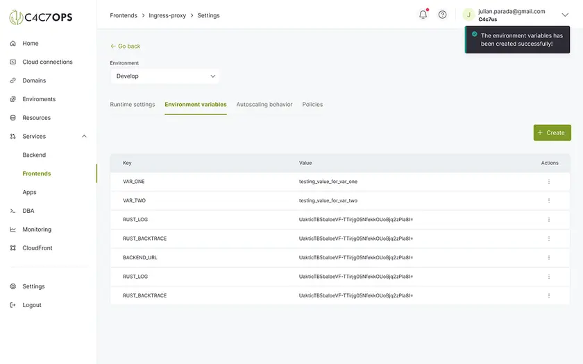 Despliega un repositorio frontend utilizando la consola de C4C7OPS - imagen 8